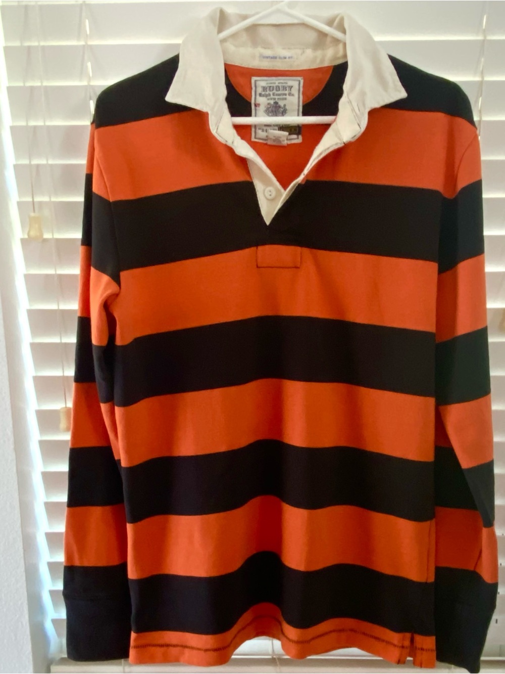 Vintage Rugby Ralph Lauren Orange & Black Striped Rugby Shirt
